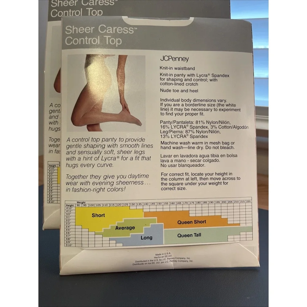 JC Penny Sheer Caress Control Top, Sheer Support Women Pantyhose Tall Lot of‎ 7